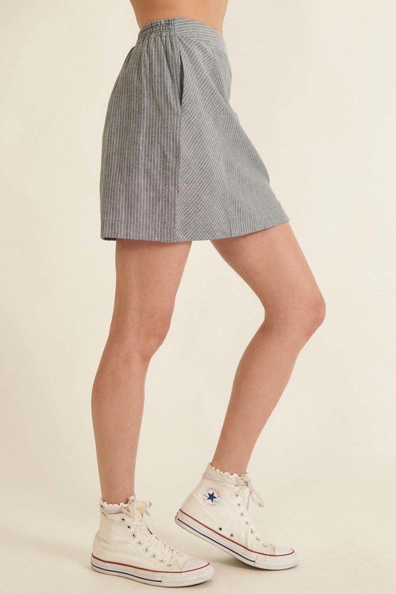 Banded Front Waist Pinstripe Mini Skirt | Mixtshop LLC