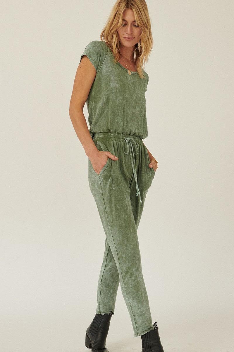Mineral Washed Finish Knit Jumpsuit | Mixtshop LLC