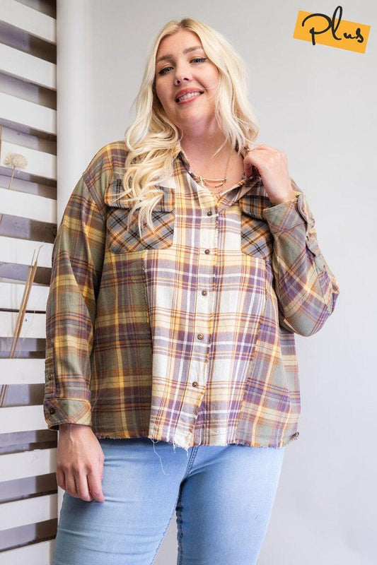 Plaid Mix Button Down Shirt | Mixtshop LLC
