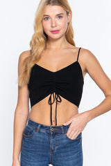 Front Ruched Detail Sweater Knit Crop Cami Top | Mixtshop LLC