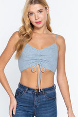 Front Ruched Detail Sweater Knit Crop Cami Top | Mixtshop LLC