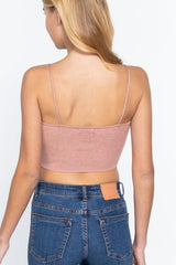 Front Ruched Detail Sweater Knit Crop Cami Top | Mixtshop LLC