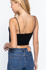 Front Ruched Detail Sweater Knit Crop Cami Top | Mixtshop LLC