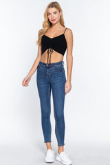 Front Ruched Detail Sweater Knit Crop Cami Top | Mixtshop LLC