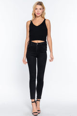 V-neck Side Ruched Sweater Top | Mixtshop LLC