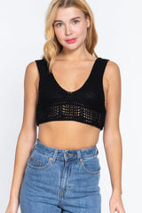 Textured Crop Sweater Tank Top | Mixtshop LLC