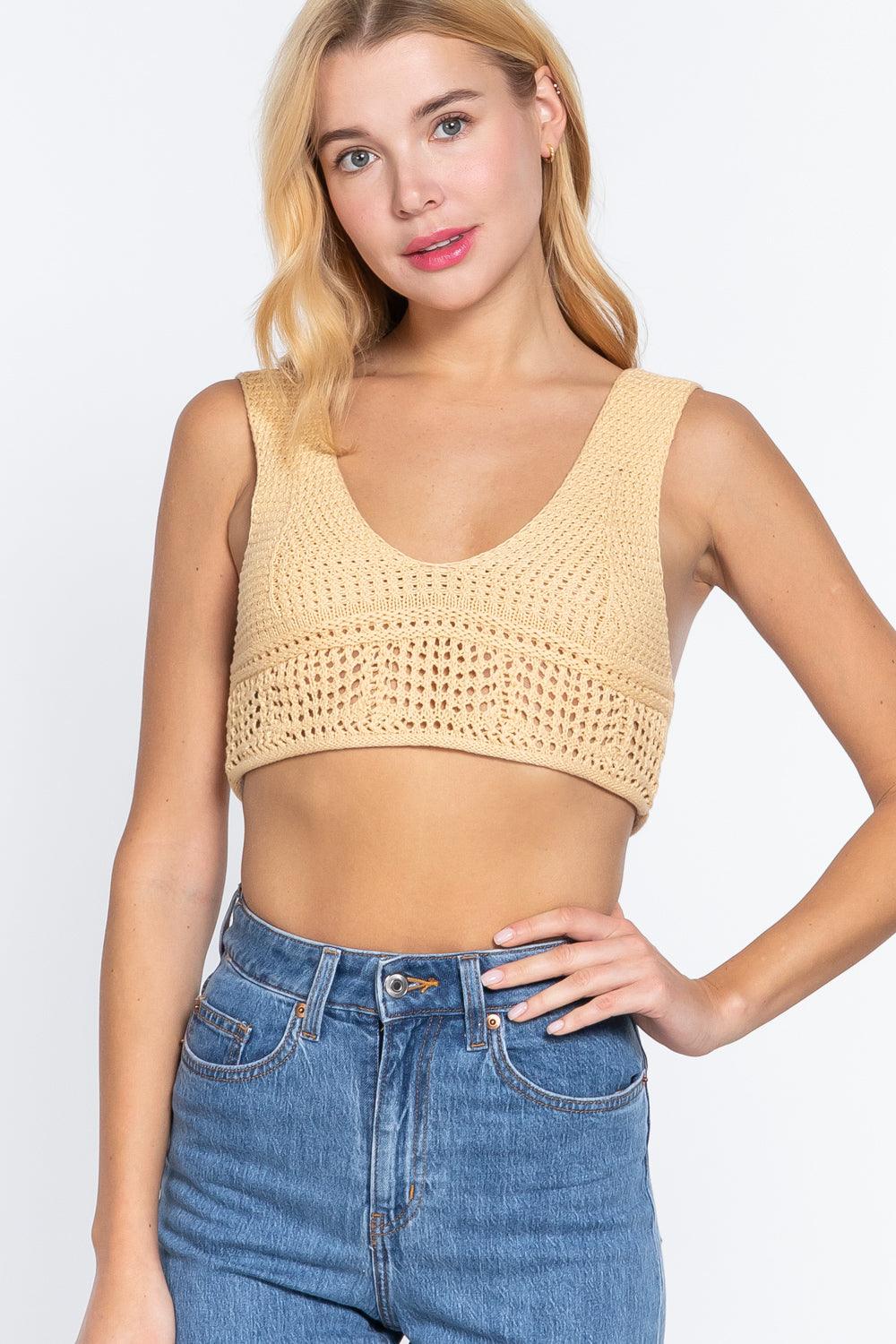 Textured Crop Sweater Tank Top | Mixtshop LLC