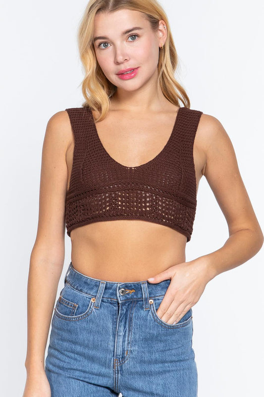 Textured Crop Sweater Tank Top | Mixtshop LLC