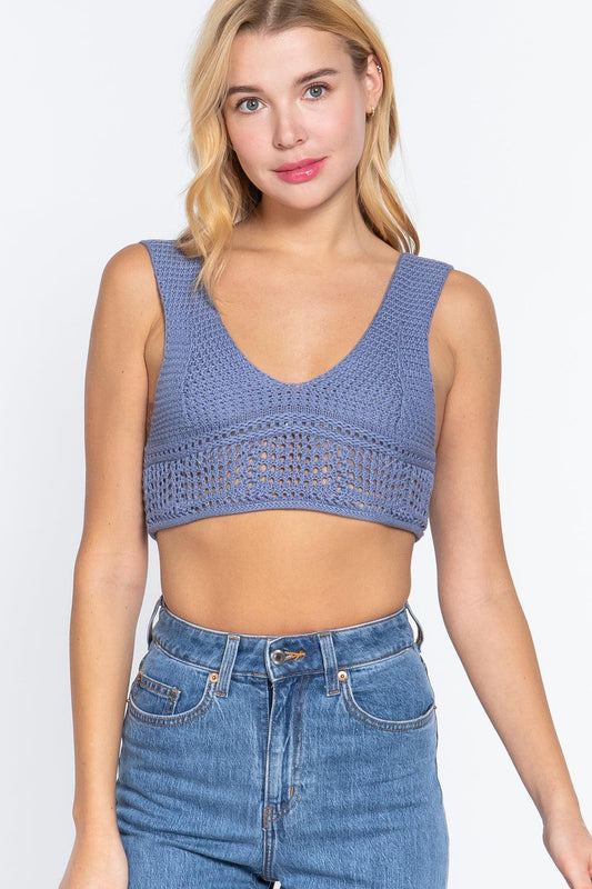 Textured Crop Sweater Tank Top | Mixtshop LLC