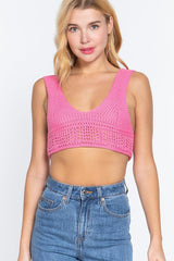 Textured Crop Sweater Tank Top | Mixtshop LLC