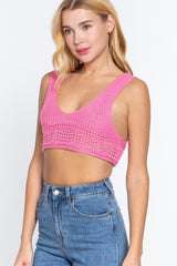 Textured Crop Sweater Tank Top | Mixtshop LLC