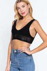 Textured Crop Sweater Tank Top | Mixtshop LLC