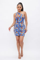 Printed One Shoulder Mini Dress | Mixtshop LLC