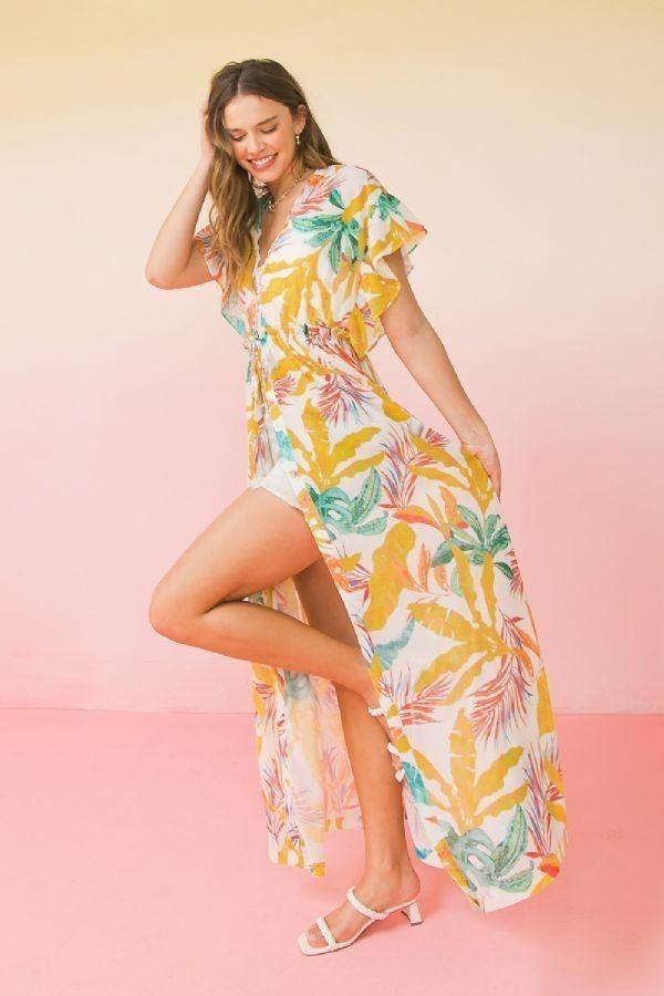 A Printed Woven Maxi Cover Up | Mixtshop LLC