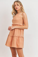 Textured Woven Fabric With Tiered Sl Dress | Mixtshop LLC