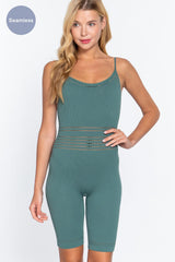 Round Neck Pointelle Detail Seamless Rib Romper | Mixtshop LLC