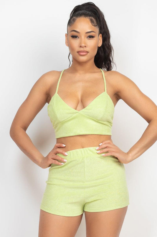 Terry Towel Bralette Top & Mini Shorts Set | Mixtshop LLC