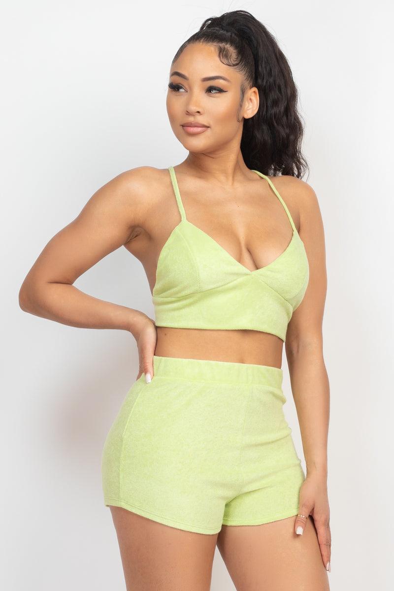 Terry Towel Bralette Top & Mini Shorts Set | Mixtshop LLC