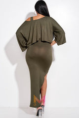 Solid Rayon Spandex Midi Length Tank Dress And Slouchy Cape Top Two Piece Set | Mixtshop LLC