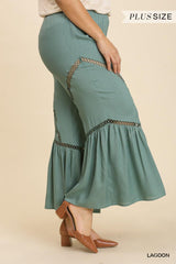 Wide Leg Elastic Waist Lace Tape Pants | Mixtshop LLC