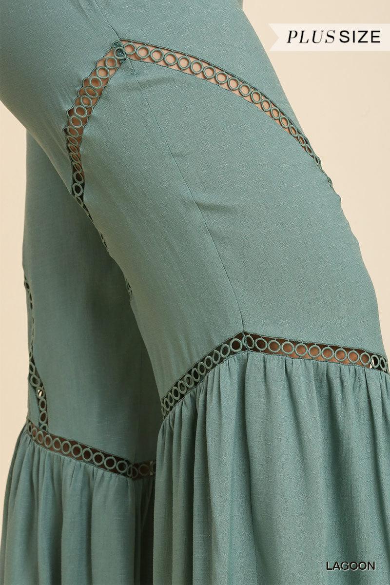 Wide Leg Elastic Waist Lace Tape Pants | Mixtshop LLC