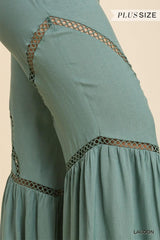 Wide Leg Elastic Waist Lace Tape Pants | Mixtshop LLC