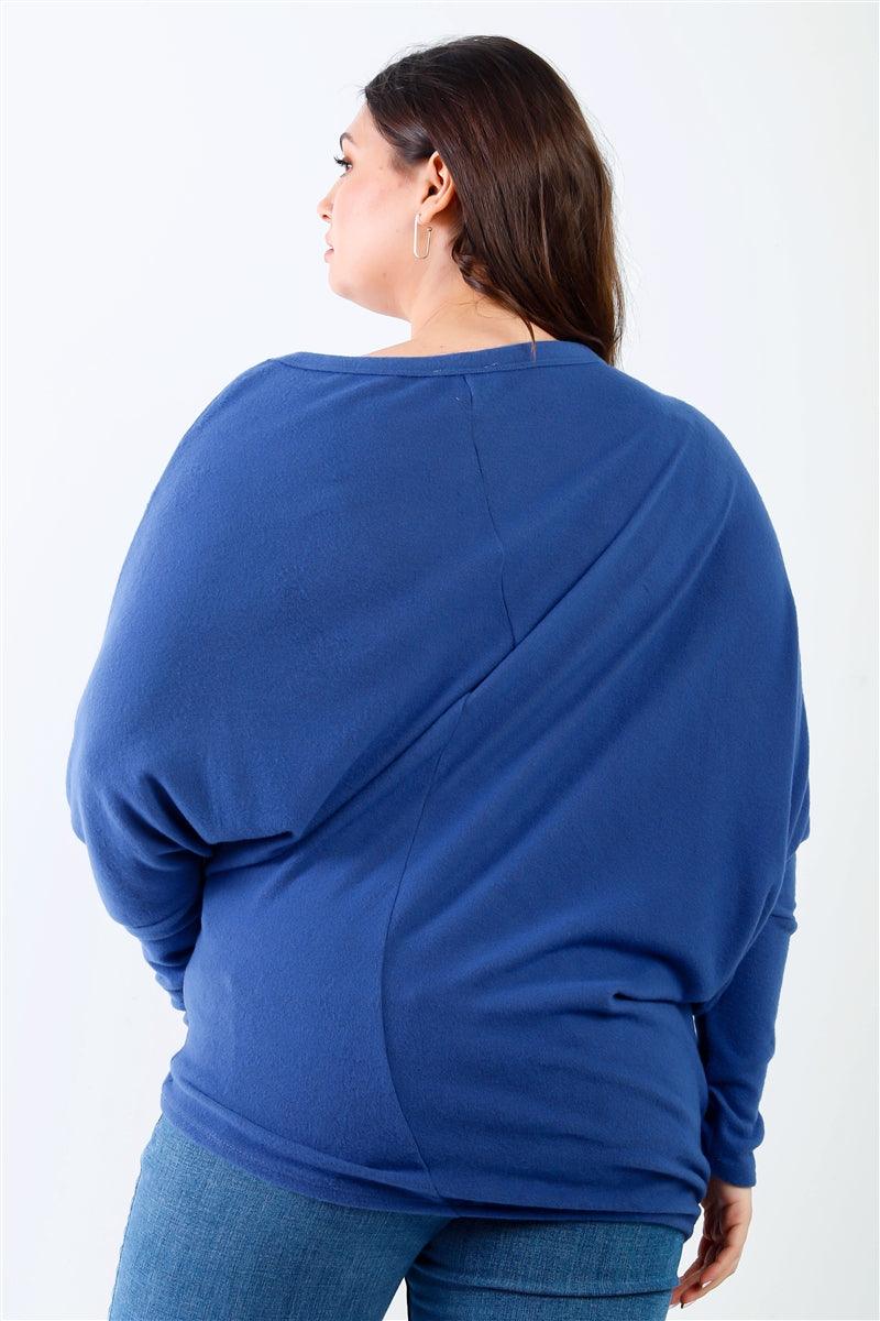 Plus Smile Front Print Flannel Dolman Sleeve Top | Mixtshop LLC