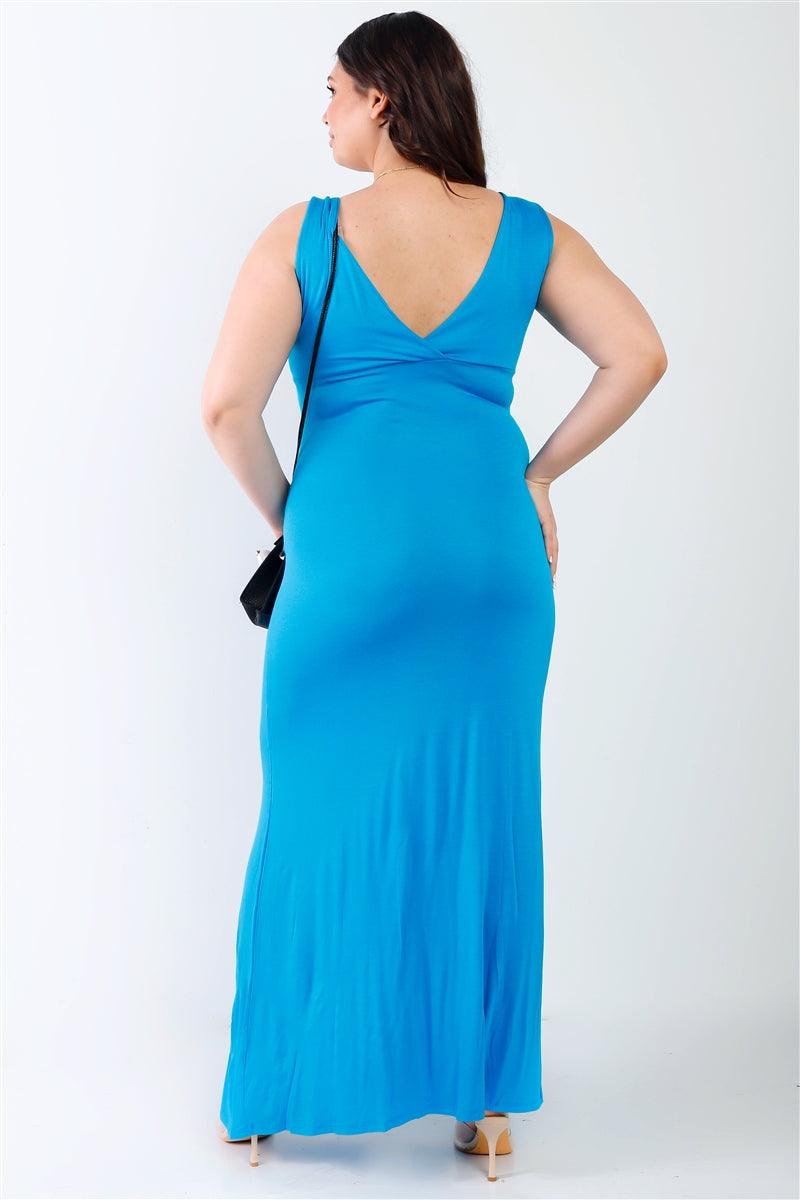 Plus V-neck Sleeveless Maxi Dress | Mixtshop LLC