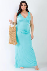 Plus V-neck Sleeveless Maxi Dress | Mixtshop LLC