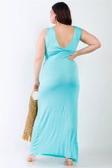 Plus V-neck Sleeveless Maxi Dress | Mixtshop LLC