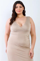 Plus V-neck Sleeveless Maxi Dress | Mixtshop LLC