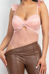 Sweetheart Cut-out Cami Ruffled Bodysuit | Mixtshop LLC