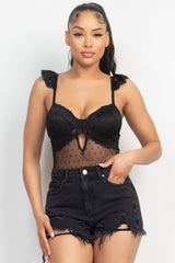 Sweetheart Cut-out Cami Ruffled Bodysuit | Mixtshop LLC
