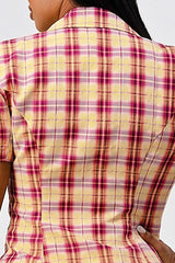 Wide Collared Double Breasted Plaid Blazer Mini Dress | Mixtshop LLC