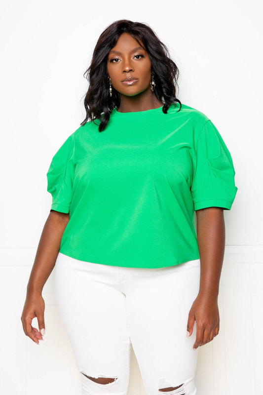 Ruched Puff Sleeve Blouse Top | Mixtshop LLC