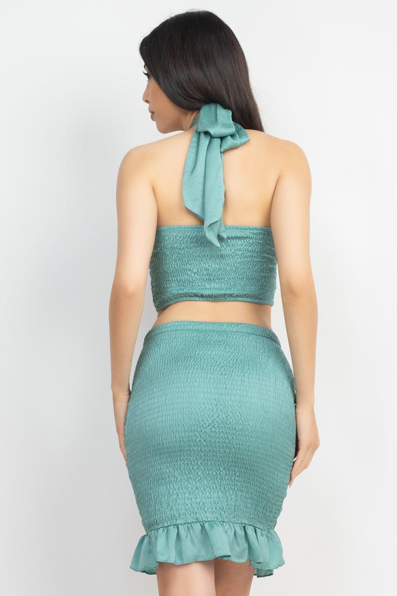 Halter Neck Crop Top & Skirts Set | Mixtshop LLC
