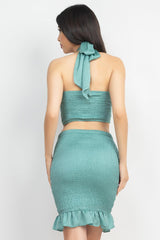 Halter Neck Crop Top & Skirts Set | Mixtshop LLC