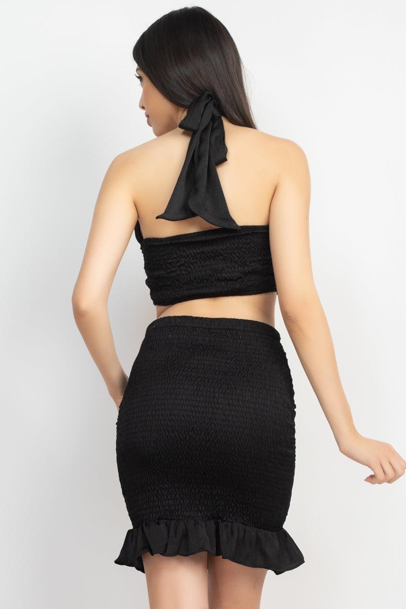 Halter Neck Crop Top & Skirts Set | Mixtshop LLC