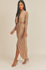 Pecan Brown Open Front Dress | Mixtshop LLC
