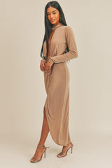 Pecan Brown Open Front Dress | Mixtshop LLC