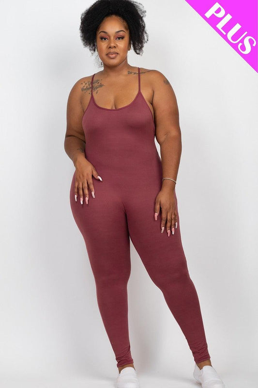 Plus Size Solid Bodycon Cami Jumpsuit | Mixtshop LLC