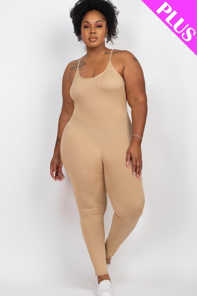 Plus Size Solid Bodycon Cami Jumpsuit | Mixtshop LLC