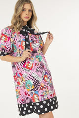 Print Midi Dress With Polka Dot Finish | Mixtshop LLC