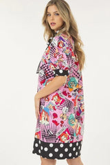 Print Midi Dress With Polka Dot Finish | Mixtshop LLC