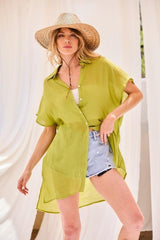 Collar Neck Button Down Robe Oversize Jacket | Mixtshop LLC