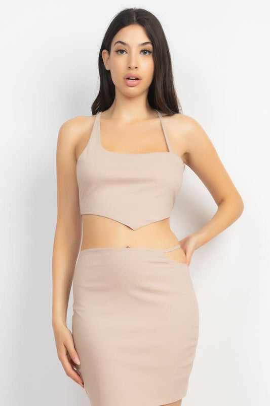 Asymmetrical Cross Back Top & Skirts Set | Mixtshop LLC