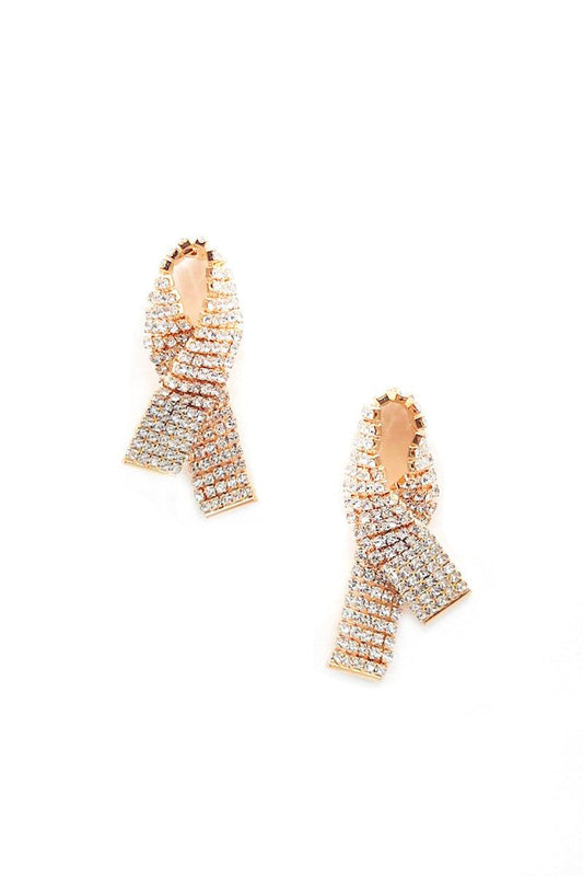 Rhinestone Awarness Bow Earring | Mixtshop LLC