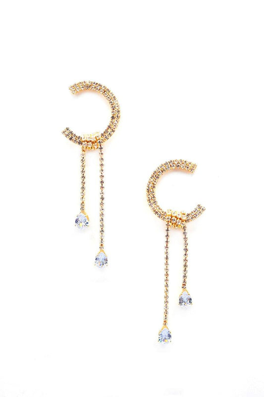C Shape Rhinestone Dangle Earrng | Mixtshop LLC