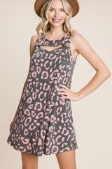 Cute Animal Print Cut Out Neckline Sleeveless Tunic Dress | Mixtshop LLC