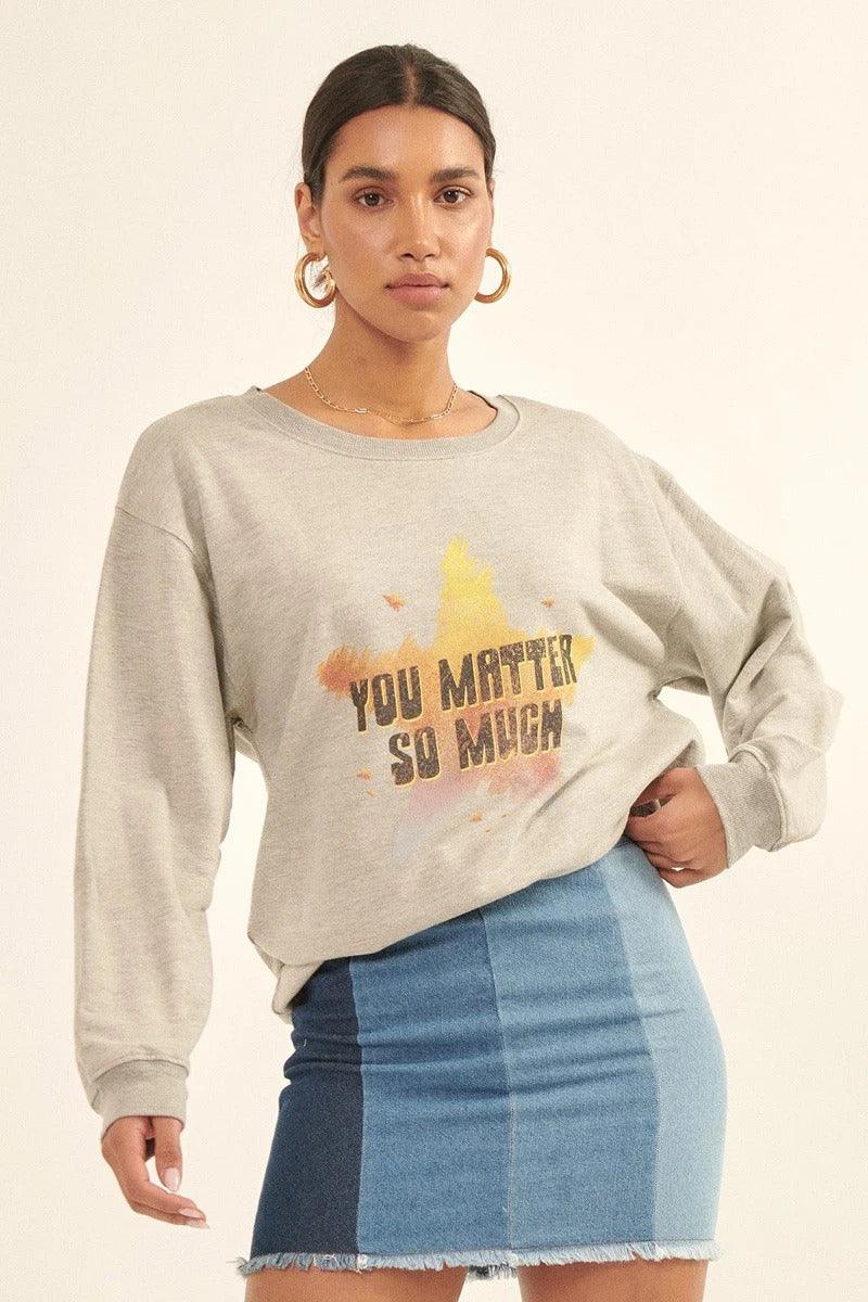 Vintage-style, Multicolor Star French Terry Knit Graphic Sweatshirt | Mixtshop LLC